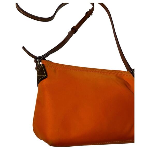 Dooney Bourke Purse Crossbody Orange Brown Embroidered Logo Boho Classic Preppy - Picture 12 of 16